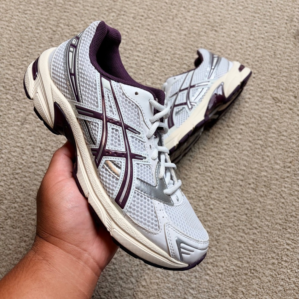 Asics Gel-1130 White Midnight Plum Silver Sneakers Womens 10 Mens 8.5 READ